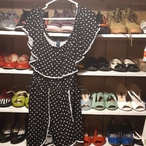 black and white polka dot romper